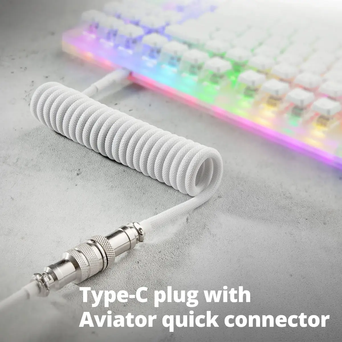 GUNMJO Pro Custom Coiled USB-C Cable 1.5m (5ft) | Double-Sleeved Mechanical Keyboard Cable with Metal Aviator - view 3