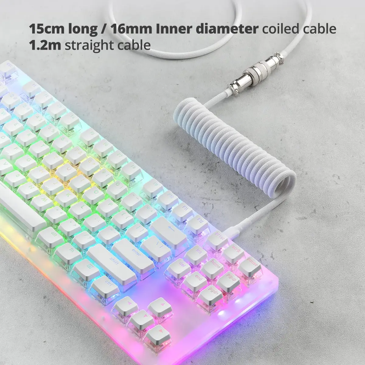 GUNMJO Pro Custom Coiled USB-C Cable 1.5m (5ft) | Double-Sleeved Mechanical Keyboard Cable with Metal Aviator - view 4