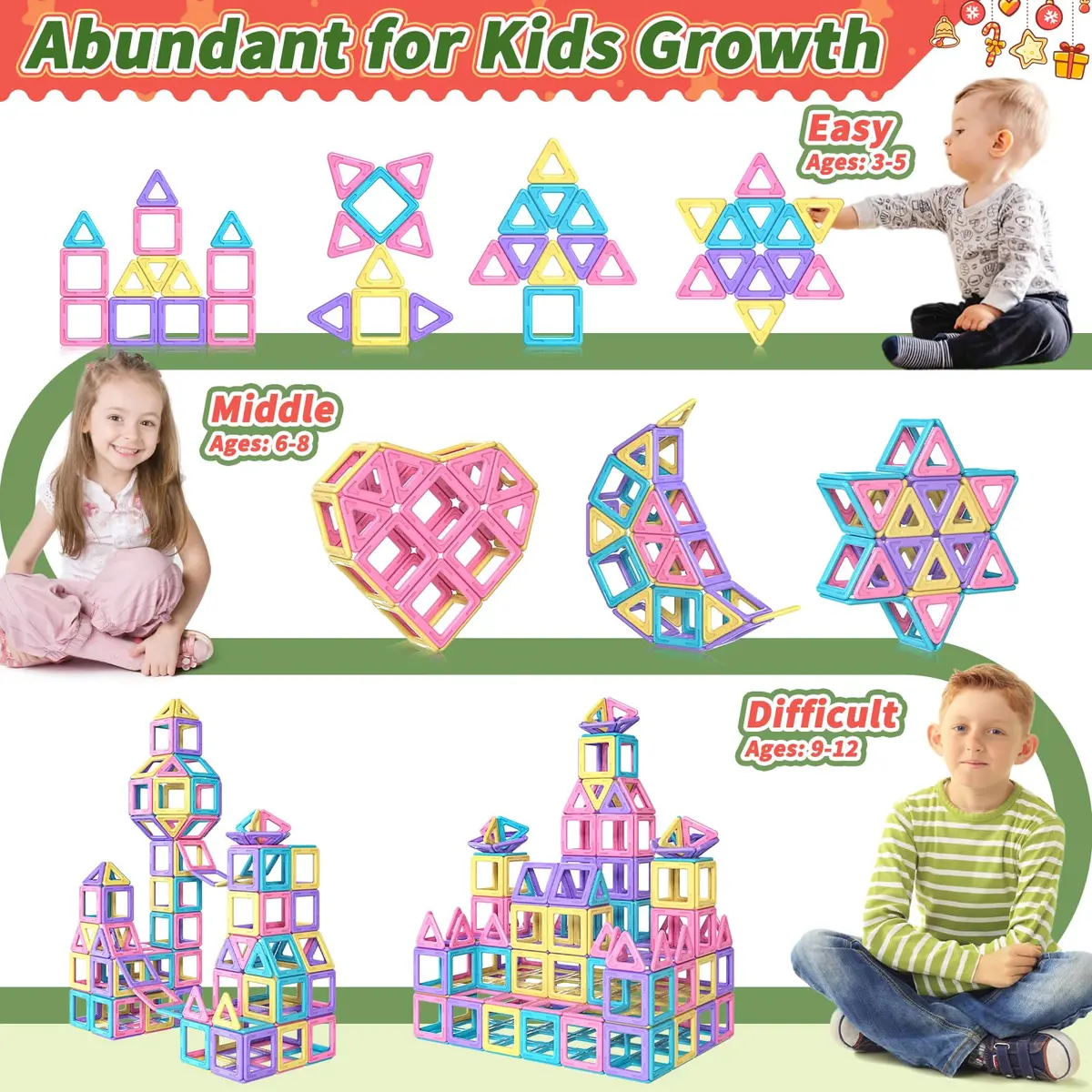 Rurvale Magnetic Building Blocks 44pcs | STEM Montessori Toy for Girls & Boys Age 3-8 - view 8