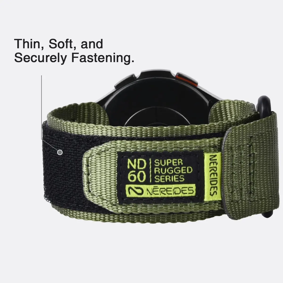 Nereides Nylon Watch Band Compatible with Samsung Galaxy Watch 7/6/5/4 40mm 44mm, 20mm Sport Strap (Army Green, L) - view 6