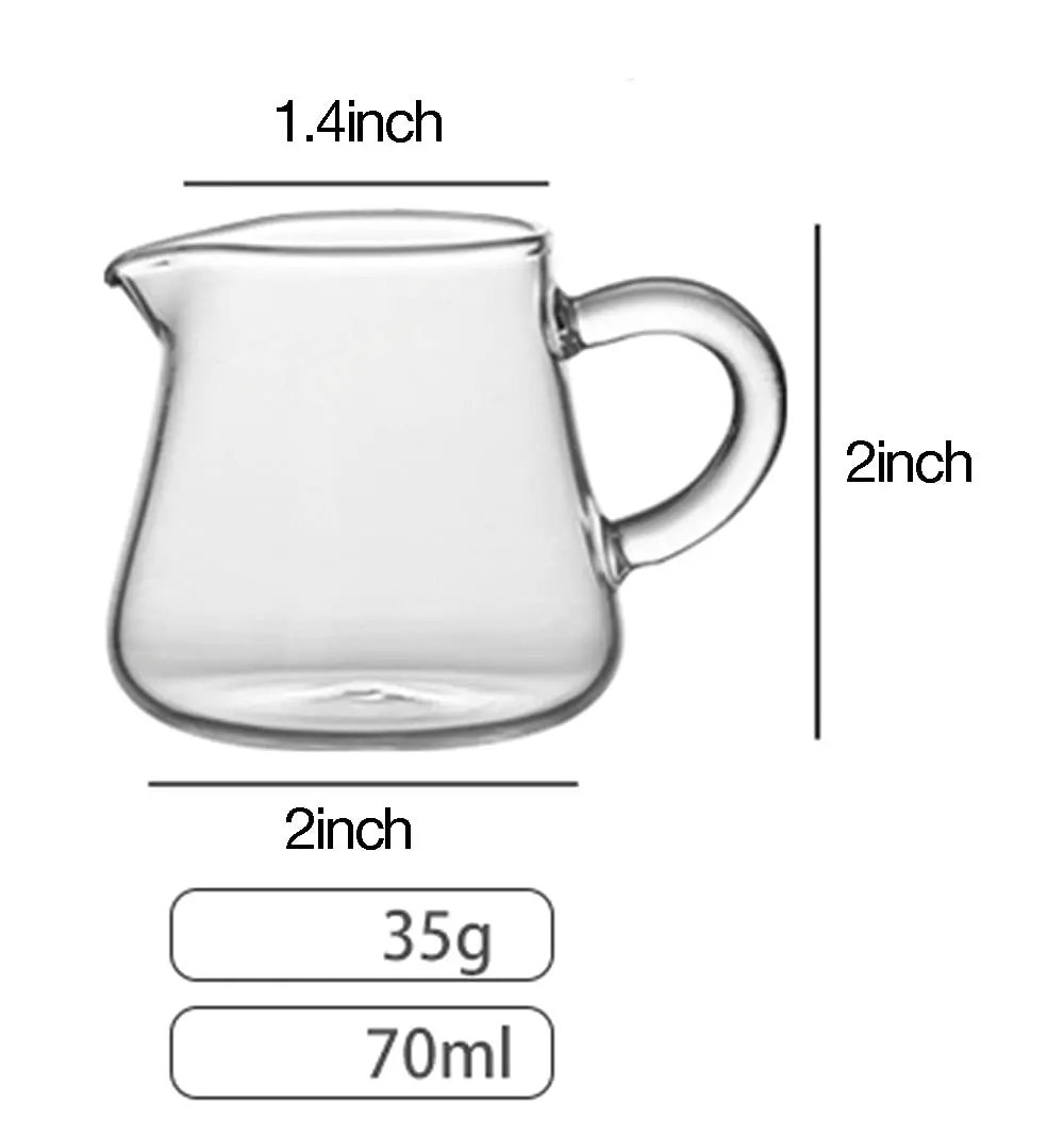 Mozacona Mini Glass Creamer Pitcher 70ml (2.37 Fl Oz) | Set of 4 Classic Style Jugs - view 2