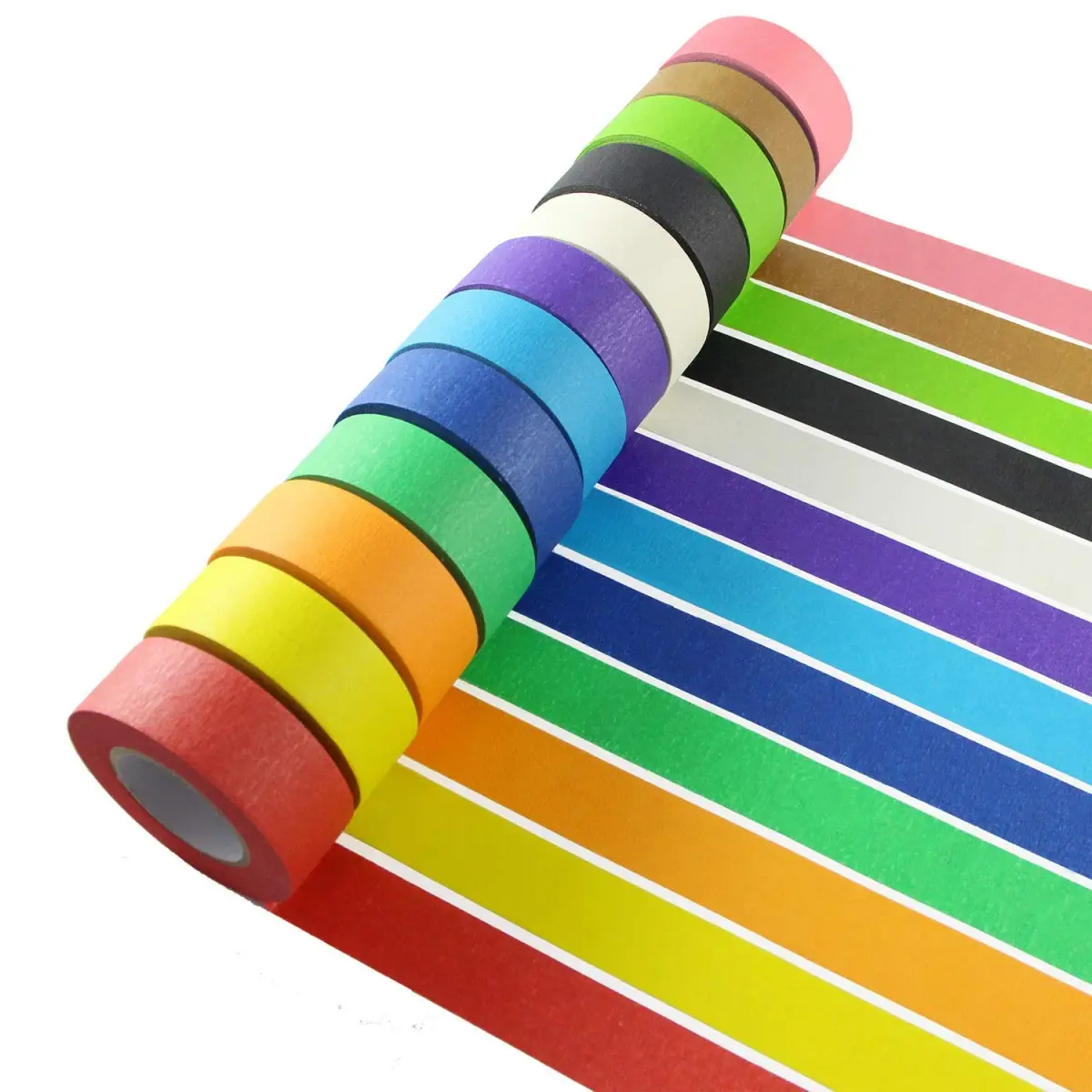 JONYEE Colorful Masking Tape Rolls, 12 Colors, 1 Inch x 16 Yards Each | Arts & Crafts, Labeling, DIY Decor - main product image