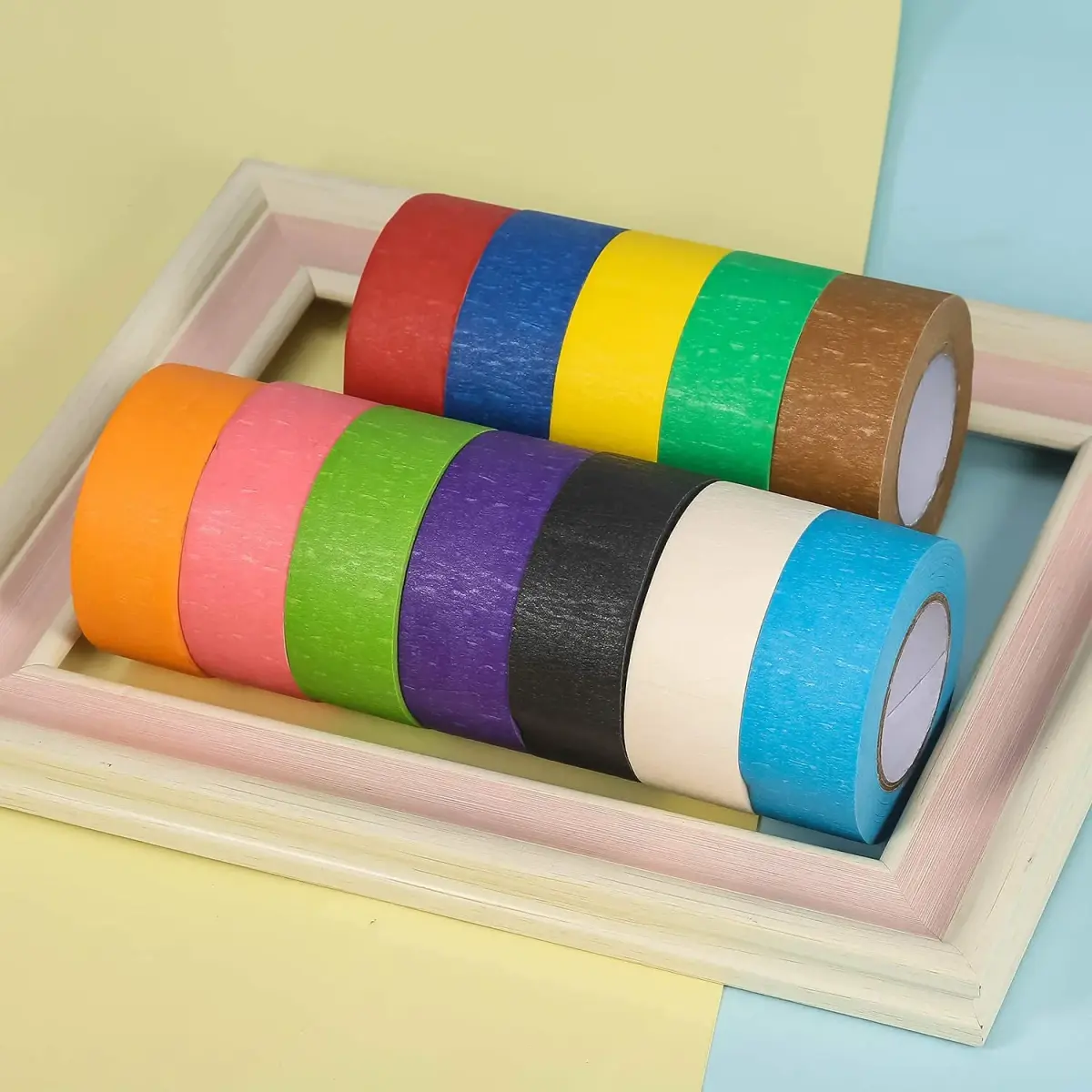 JONYEE Colorful Masking Tape Rolls, 12 Colors, 1 Inch x 16 Yards Each | Arts & Crafts, Labeling, DIY Decor - view 3