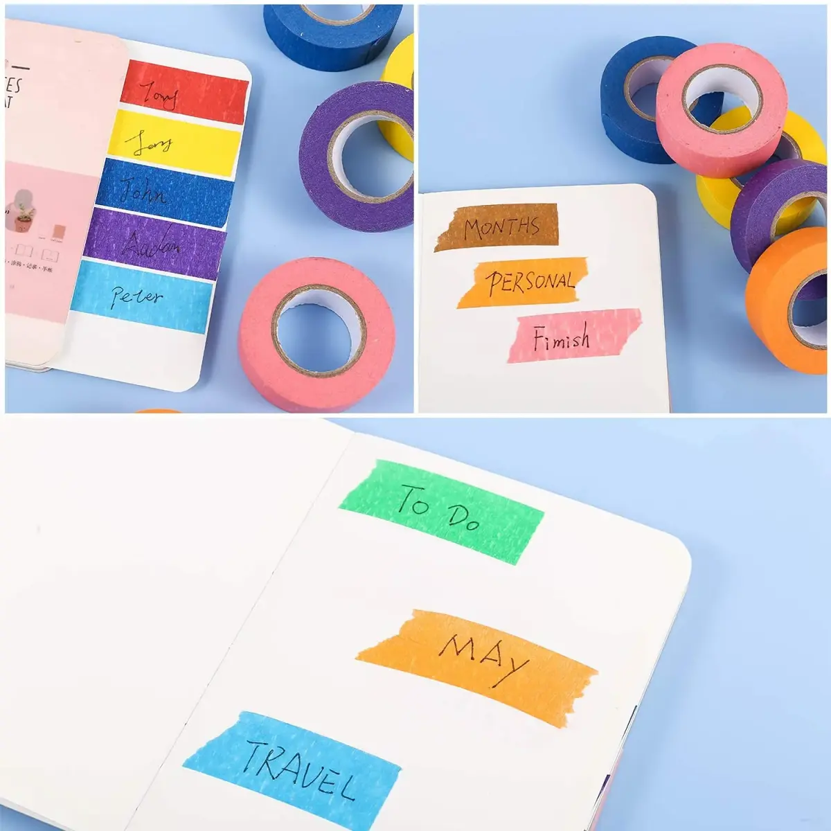 JONYEE Colorful Masking Tape Rolls, 12 Colors, 1 Inch x 16 Yards Each | Arts & Crafts, Labeling, DIY Decor - view 4