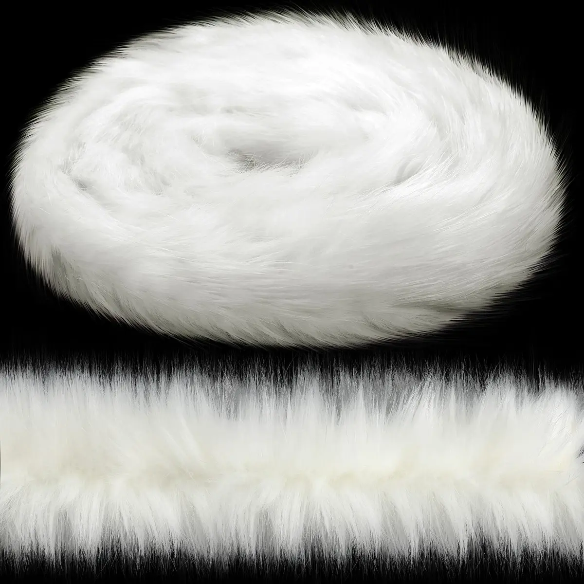 WILLBOND White Faux Fur Trim Ribbon 3.9in x 11.5ft | Fluffy Christmas Craft Decor - main product image