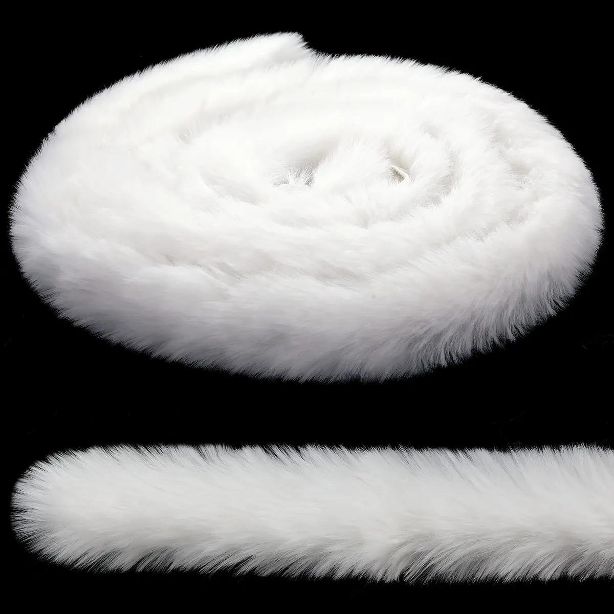 WILLBOND White Faux Fur Trim Ribbon 1.97in x 29.5ft | Fluffy Christmas Craft Decor - main product image