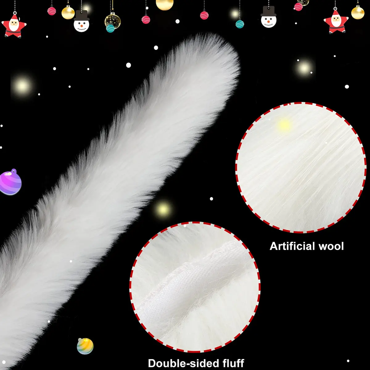 WILLBOND White Faux Fur Trim Ribbon 1.97in x 29.5ft | Fluffy Christmas Craft Decor - view 3