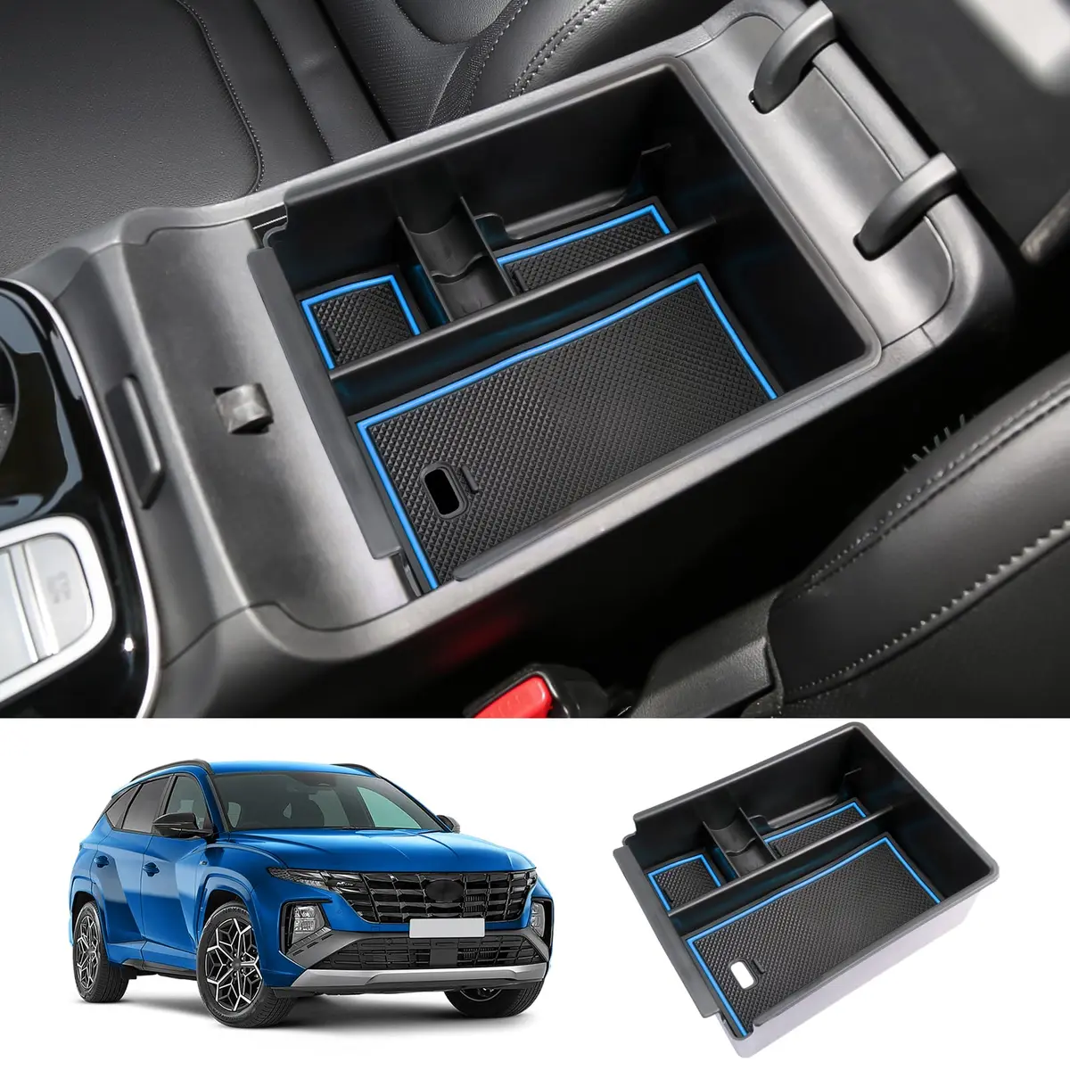 ZCLINKO Hyundai Tucson Center Console Organizer 2022-2026 | Blue - main product image