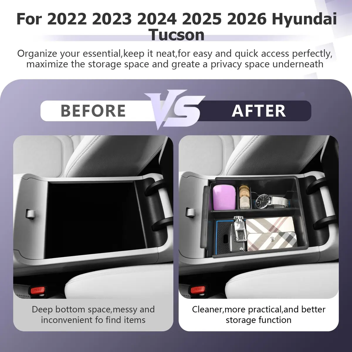 ZCLINKO Hyundai Tucson Center Console Organizer 2022-2026 | Blue - view 4