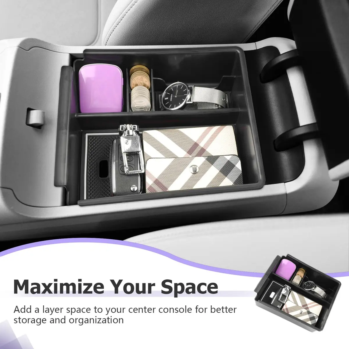 ZCLINKO 2025 Hyundai Tucson Center Console Organizer Armrest Storage Box White-trim | Custom Fit for 2022-2026 NX4 - view 5