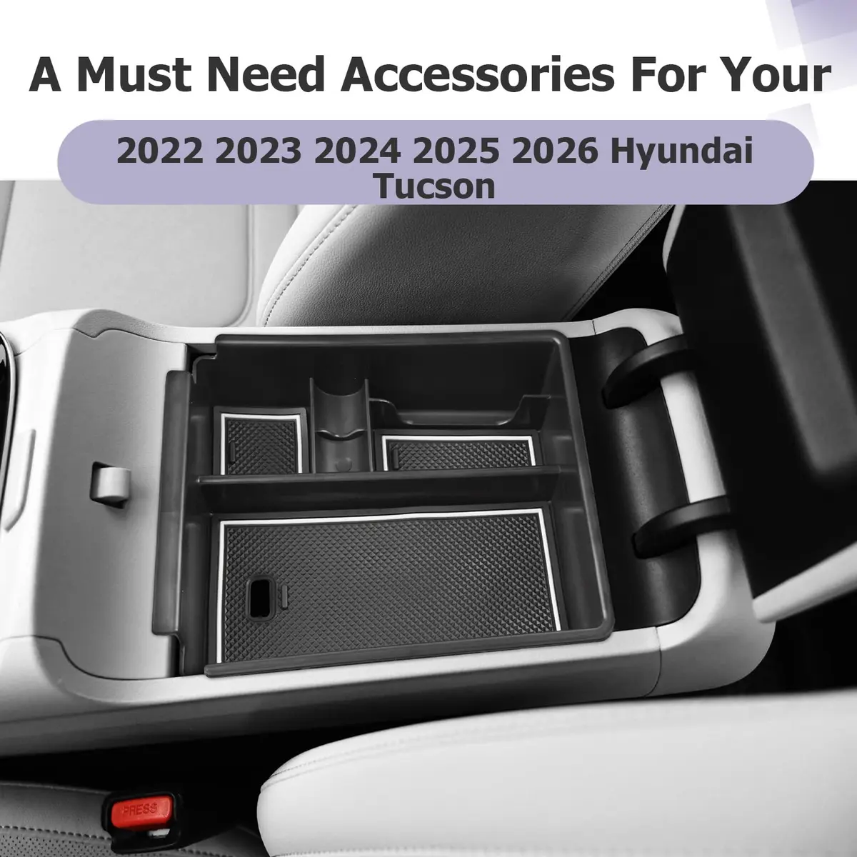 ZCLINKO 2025 Hyundai Tucson Center Console Organizer Armrest Storage Box White-trim | Custom Fit for 2022-2026 NX4 - view 9