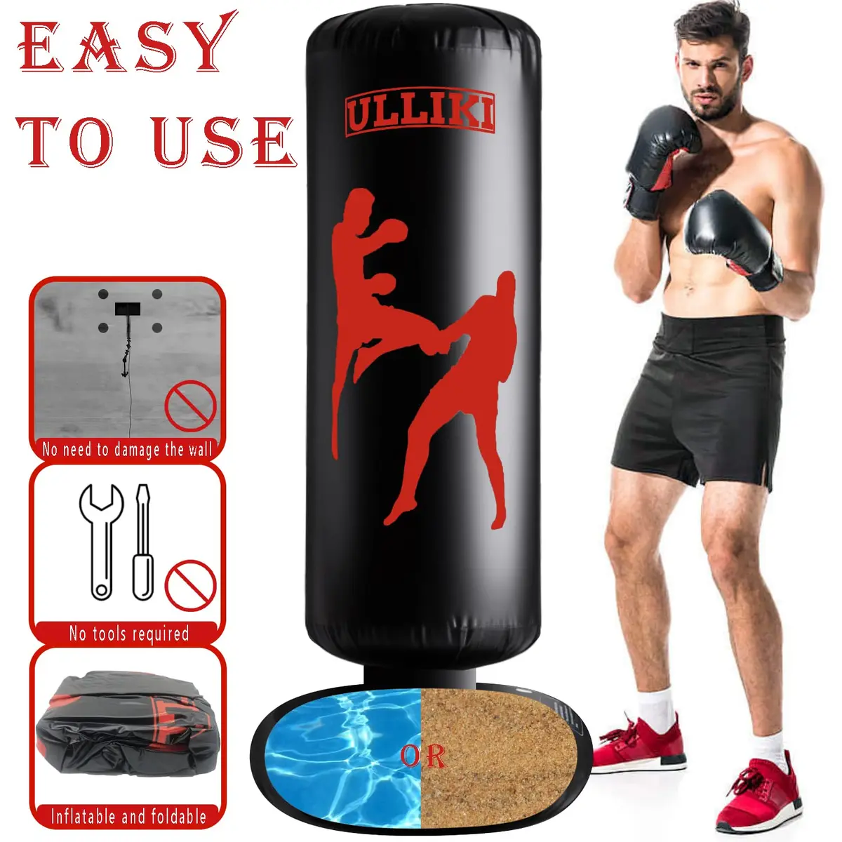 ULLIKI Freestanding Punching Bag for Adults 63" | Stress Relief & Family Fun - view 6