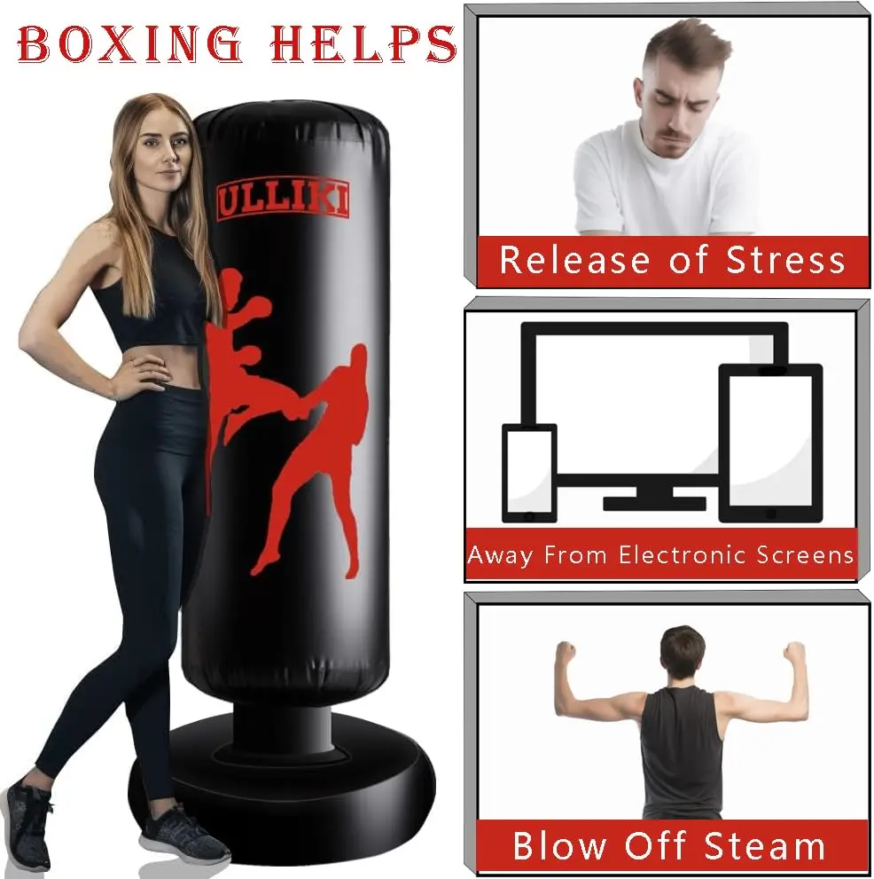 ULLIKI Freestanding Punching Bag for Adults 63" | Stress Relief & Family Fun - view 3