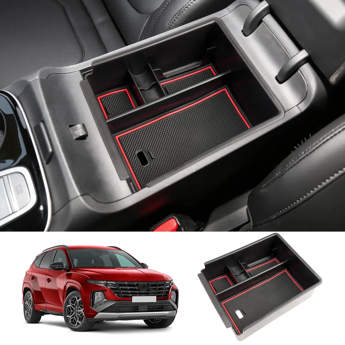 ZCLINKO Hyundai Tucson Center Console Organizer 2022-2026 | Red - main product image