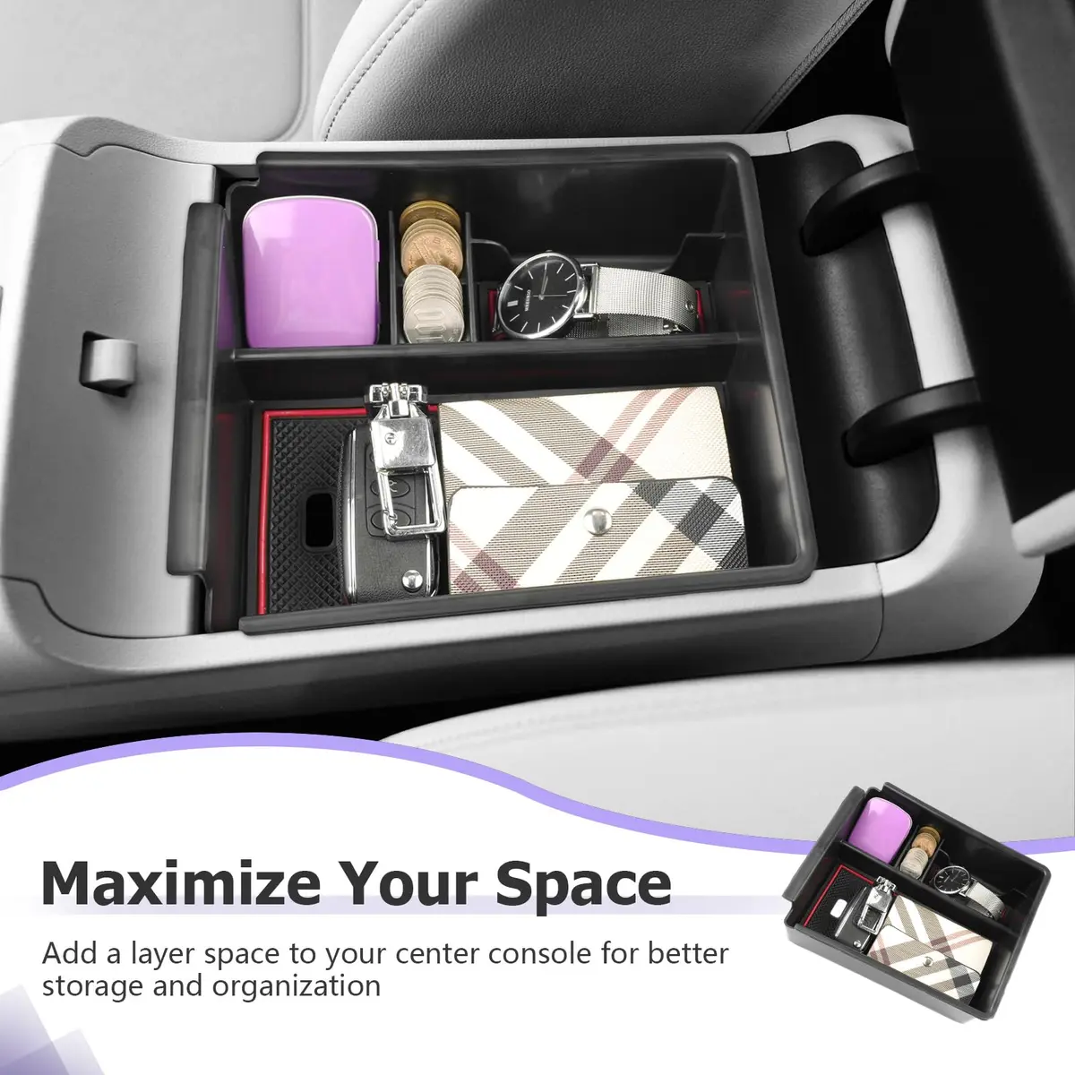 ZCLINKO Hyundai Tucson Center Console Organizer 2022-2026 | Red - view 5