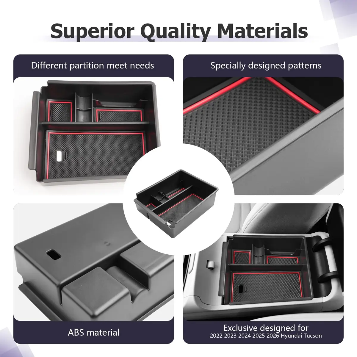 ZCLINKO Hyundai Tucson Center Console Organizer 2022-2026 | Red - view 7