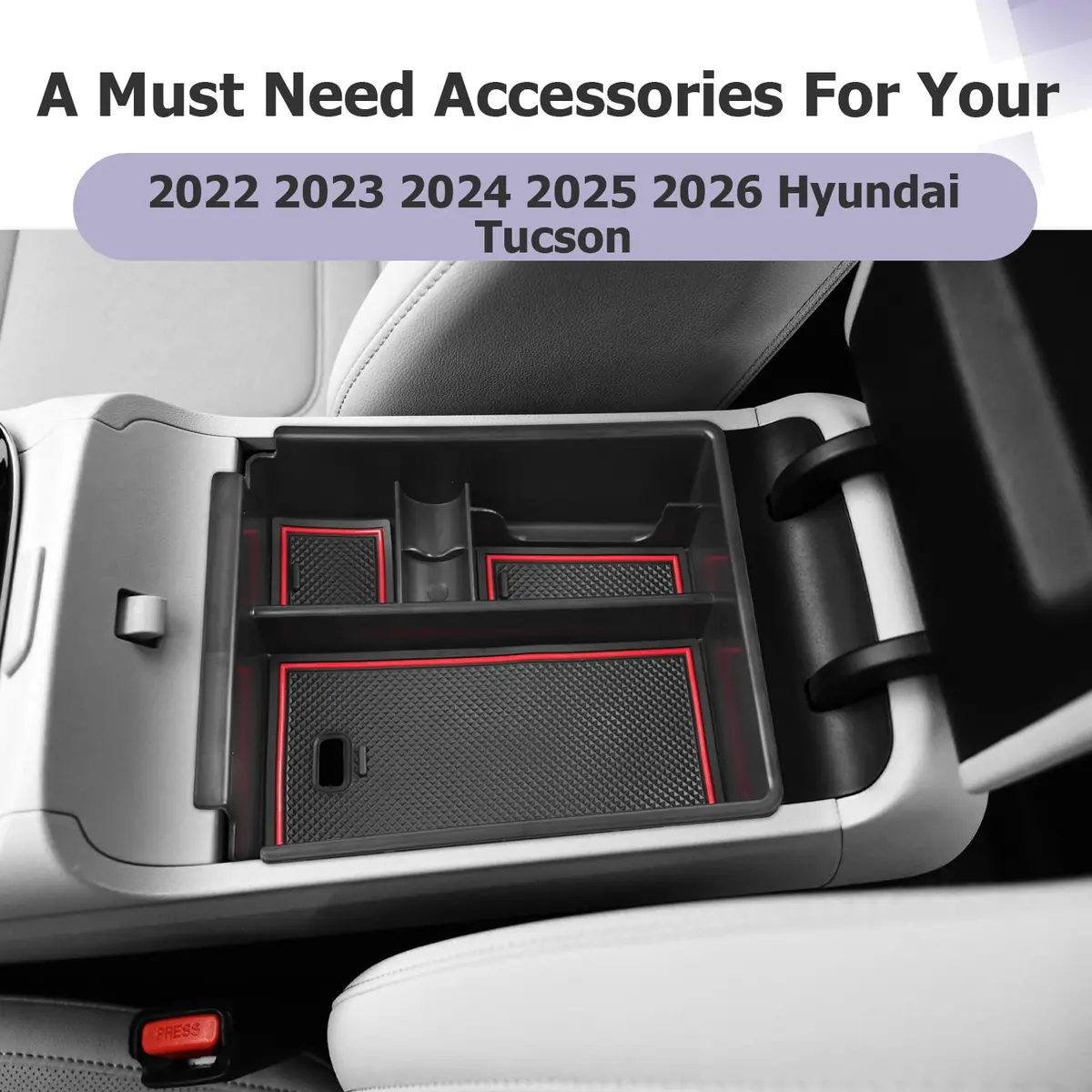 ZCLINKO Hyundai Tucson Center Console Organizer 2022-2026 | Red - view 9