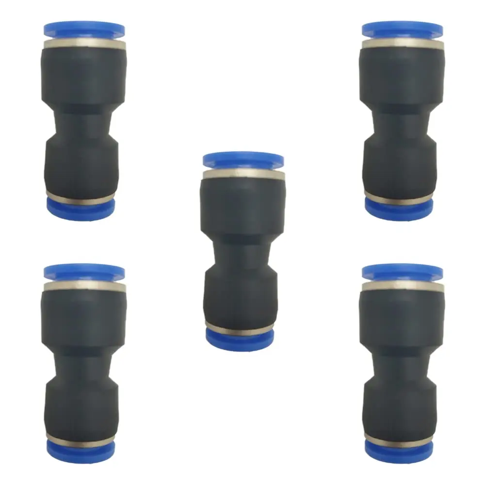 ROZESAZZ Pneumatic Quick Connector Straight Reducer Union 12.7mm (1/2") OD x 9.52mm (3/8") OD Tube, Pack of 5 | Connects Different Size Tubes - main product image