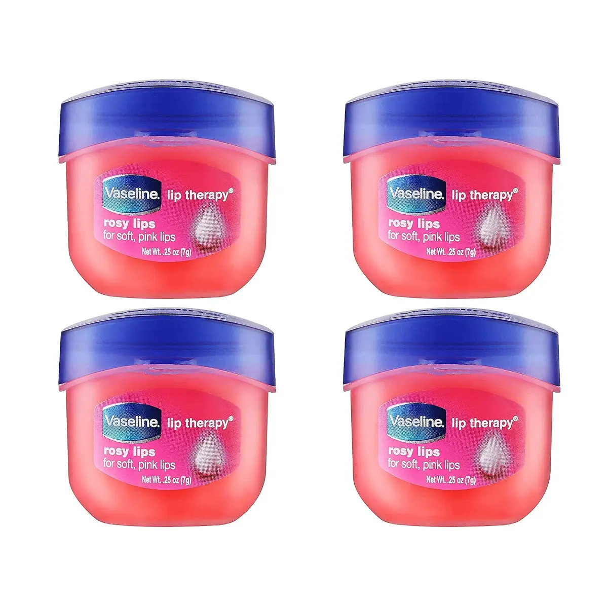 Vaseline Lip Therapy Rosy Lips Mini Lip Balm - 0.25 oz Pack of 4 | Tinted Healing for Dry, Chapped Lips - main product image