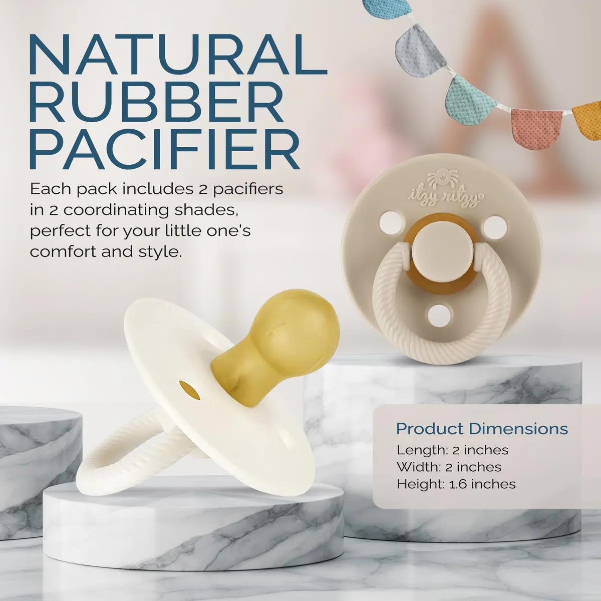 Itzy Ritzy Natural Rubber Pacifiers for 0–6 Mos | BPA-Free, Cherry-Shaped Nipple, Large Air Holes, Set of 2 - view 5