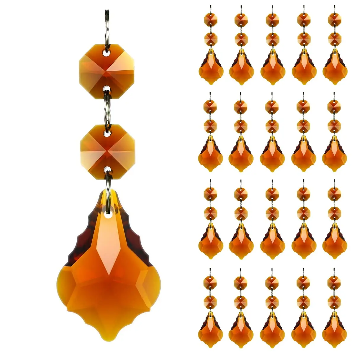 GOLDENHAITAI 20pcs Crystal Prism Maple Leaf Hanging Ornament 38mm | Rainbow Rainbows Reflection - main product image