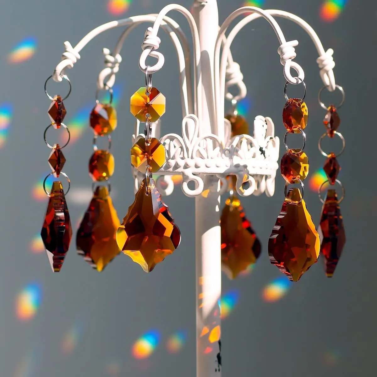 GOLDENHAITAI 20pcs Crystal Prism Maple Leaf Hanging Ornament 38mm | Rainbow Rainbows Reflection - view 3