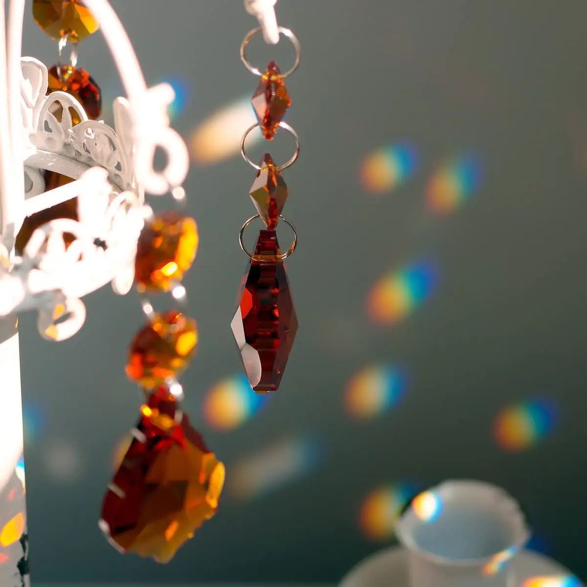 GOLDENHAITAI 20pcs Crystal Prism Maple Leaf Hanging Ornament 38mm | Rainbow Rainbows Reflection - view 4