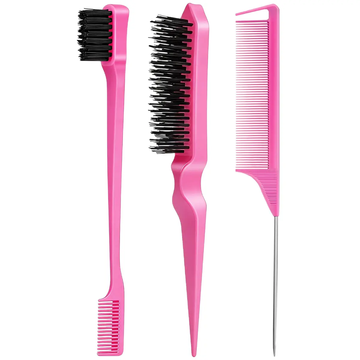 Goiple Pink Hair Styling Comb Set 3 Pieces | Detangling & Edge Brush for Women - main product image