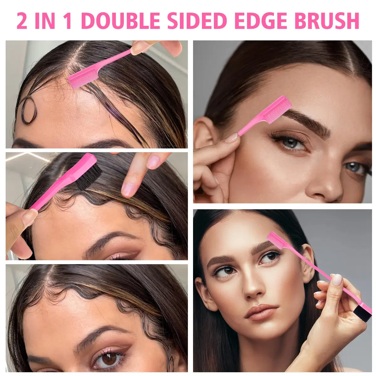 Goiple Pink Hair Styling Comb Set 3 Pieces | Detangling & Edge Brush for Women - view 3