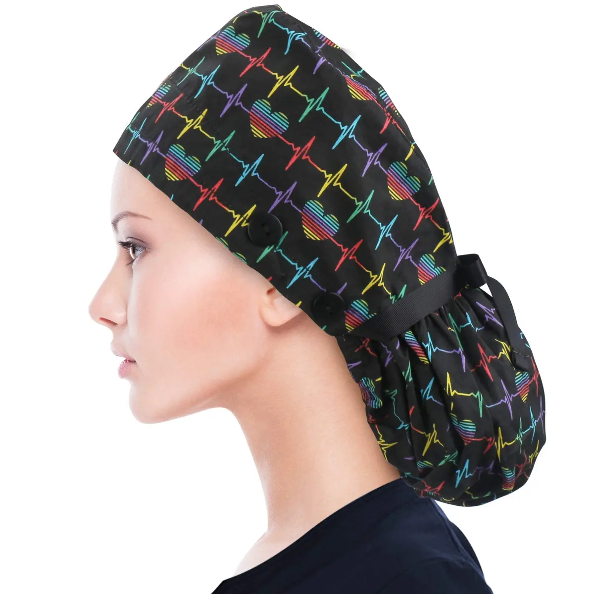 ABAMERICA Scrub Caps for Women Surgical Caps Nurse Hat Functional Ponytail Holder for Long Hair Satin-Lined | Breathable, Adjustable Fit, Sweat-Absorbent - view 2