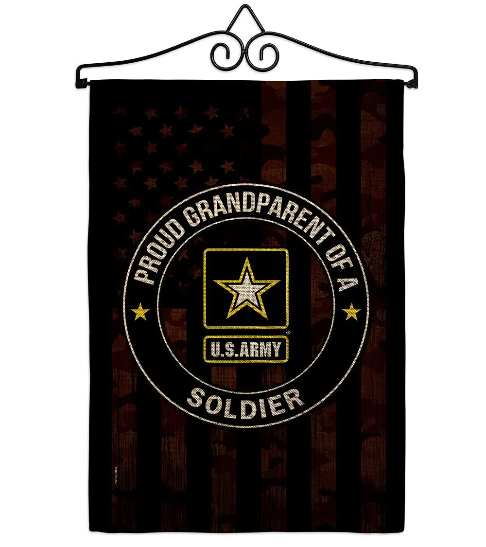 US MILITARY Proud Grandparent Army Burlap Garden Flag-Set Wall Hanger 13" x 18.5" | Double-Sided, Made In USA - main product image
