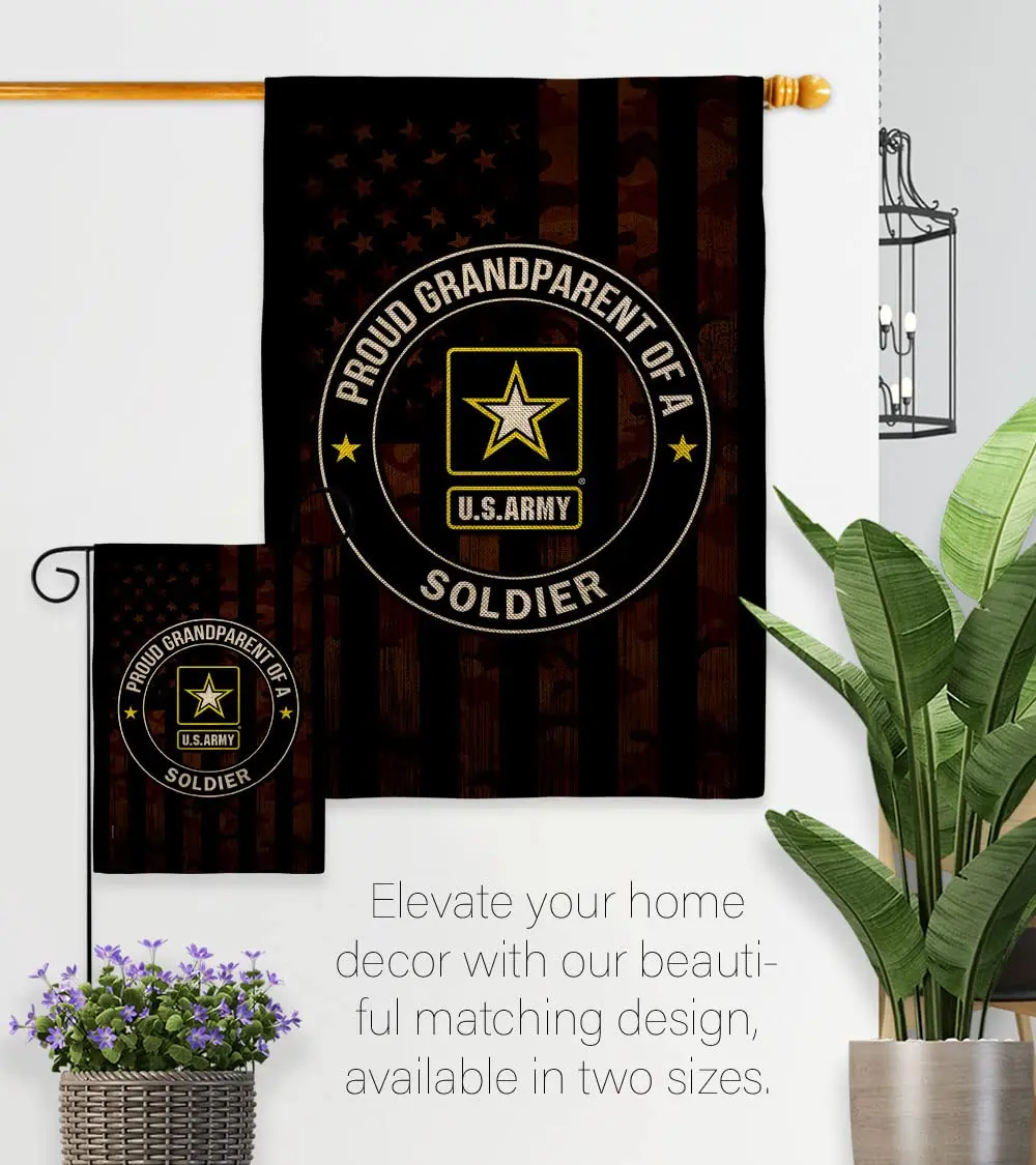 US MILITARY Proud Grandparent Army Burlap Garden Flag-Set Wall Hanger 13" x 18.5" | Double-Sided, Made In USA - view 8
