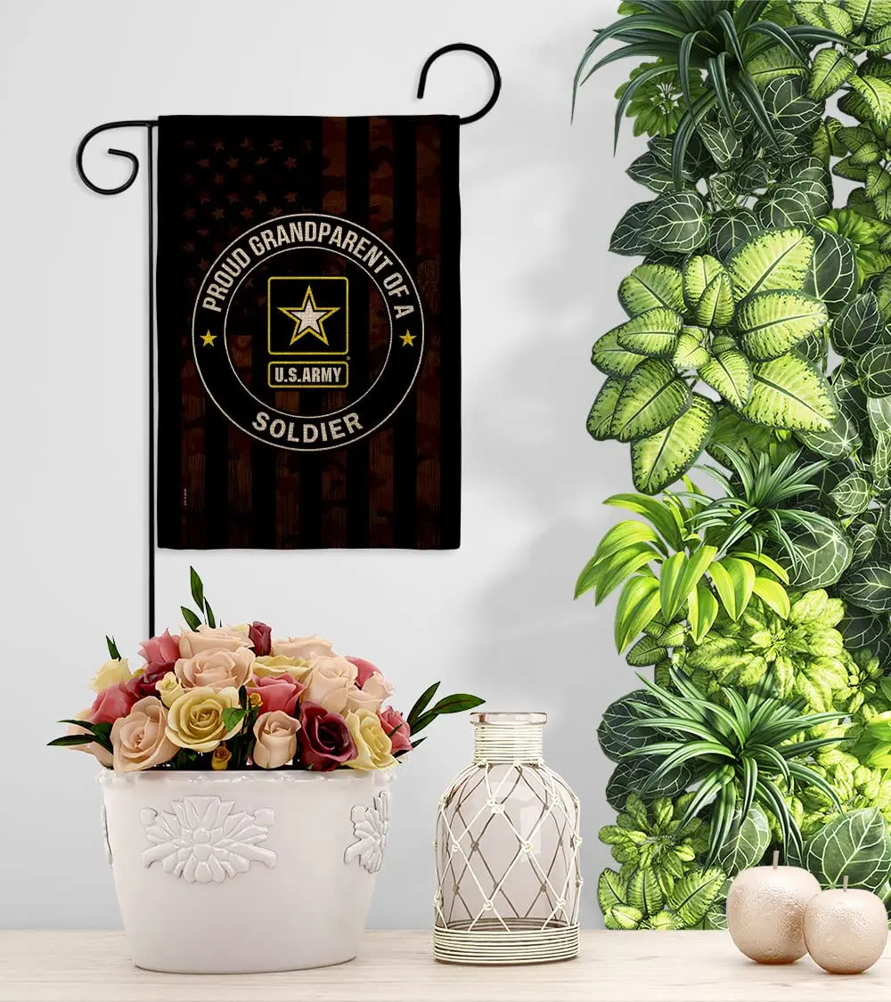 US MILITARY Proud Grandparent Army Burlap Garden Flag-Set Wall Hanger 13" x 18.5" | Double-Sided, Made In USA - view 9