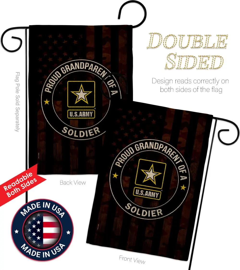 US MILITARY Proud Grandparent Army Burlap Garden Flag-Set Wall Hanger 13" x 18.5" | Double-Sided, Made In USA - view 3
