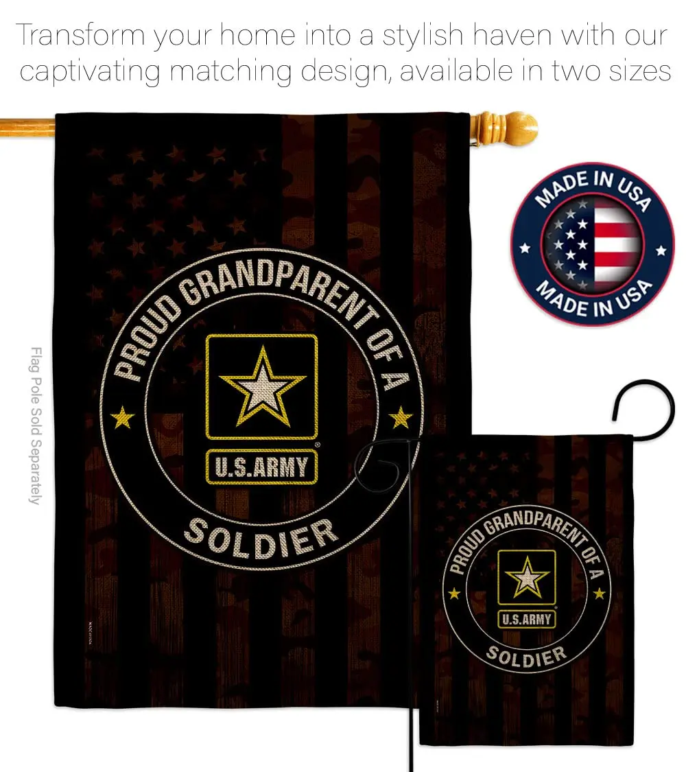 US MILITARY Proud Grandparent Army Burlap Garden Flag-Set Wall Hanger 13" x 18.5" | Double-Sided, Made In USA - view 4