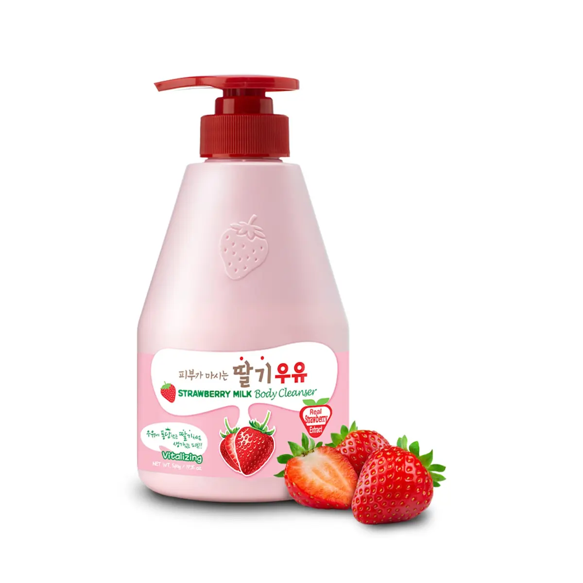 Kwailnara Strawberry Milk Body Wash 560ml (19.75 Fl Oz) | Korean Body Cleanser for Hydrated & Smooth Skin - main product image