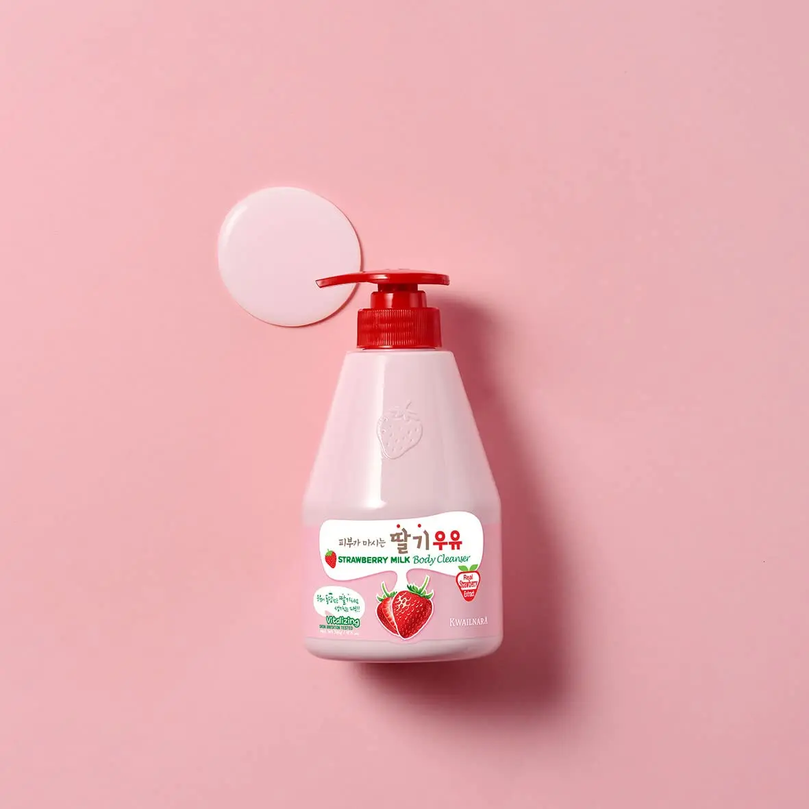 Kwailnara Strawberry Milk Body Wash 560ml (19.75 Fl Oz) | Korean Body Cleanser for Hydrated & Smooth Skin - view 6