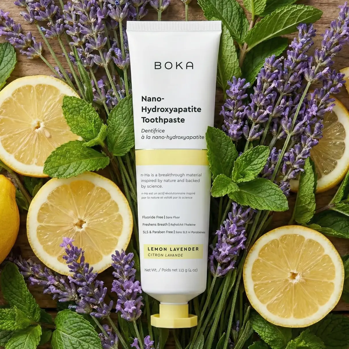 Boka Lemon Lavender Toothpaste 118ml (4 Oz) | Fluoride-Free Enamel Care with Nano Hydroxyapatite - view 2
