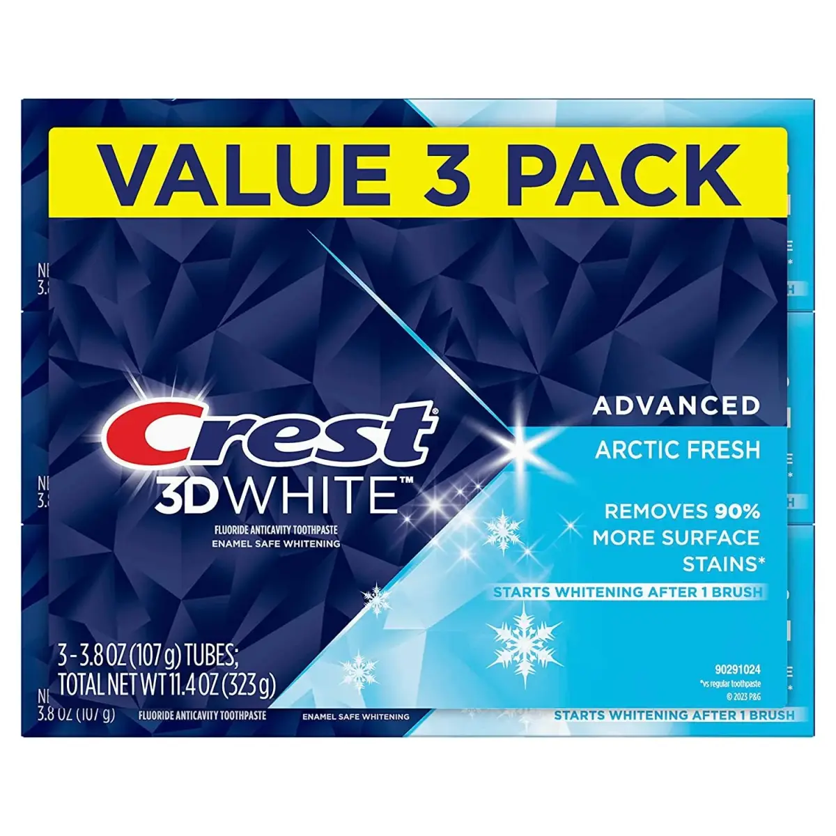 Crest 3D White Arctic Fresh Whitening Toothpaste 3.8 oz (112ml) Tubes | Removes 90% More Surface Stains - main product image