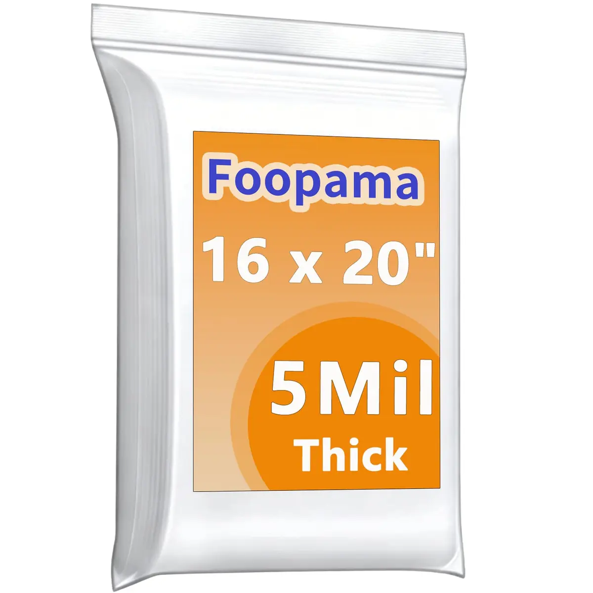 Foopama 5 Mil Thick Clear Zip Lock Plastic Bags 41cm x 30cm (16"x 20") | Heavy Duty Reclosable Packaging for Storage & Shipping - main product image