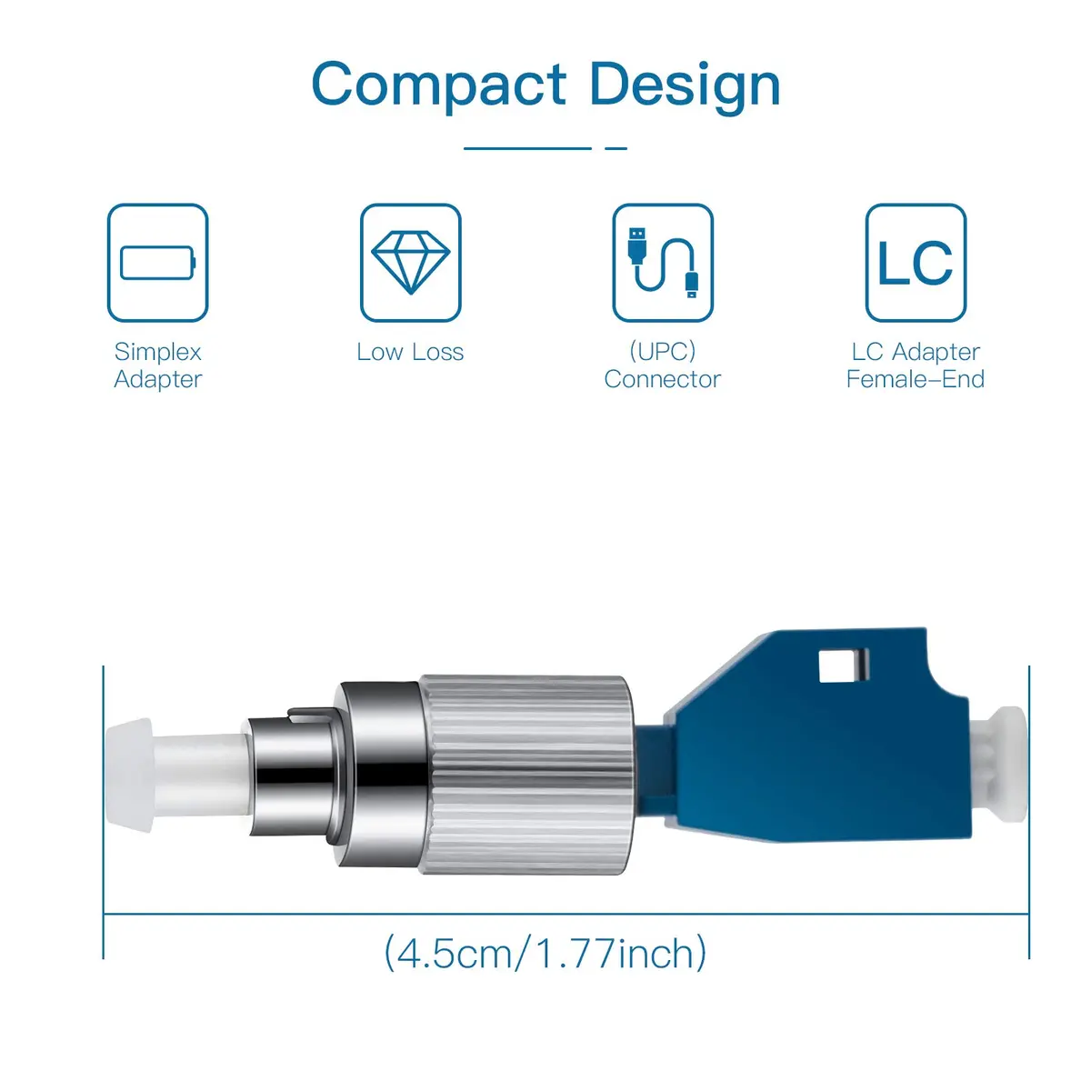 Moocci Fiber Adapter 5 Pack | Single Mode FC to LC Hybrid Connectors for Optical Fiber (120nm-1600nm) | Compatible with Optical Power Meter - view 2