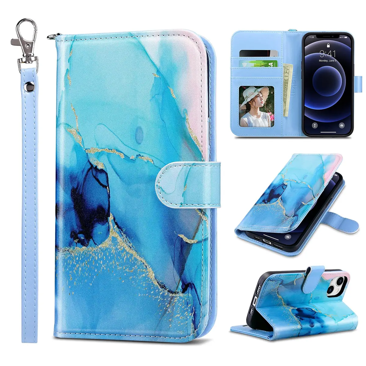 ULAK Wallet Case for iPhone 13 6.1 inch | Premium PU Leather Flip Cover with Card Slots & Kickstand - main product image