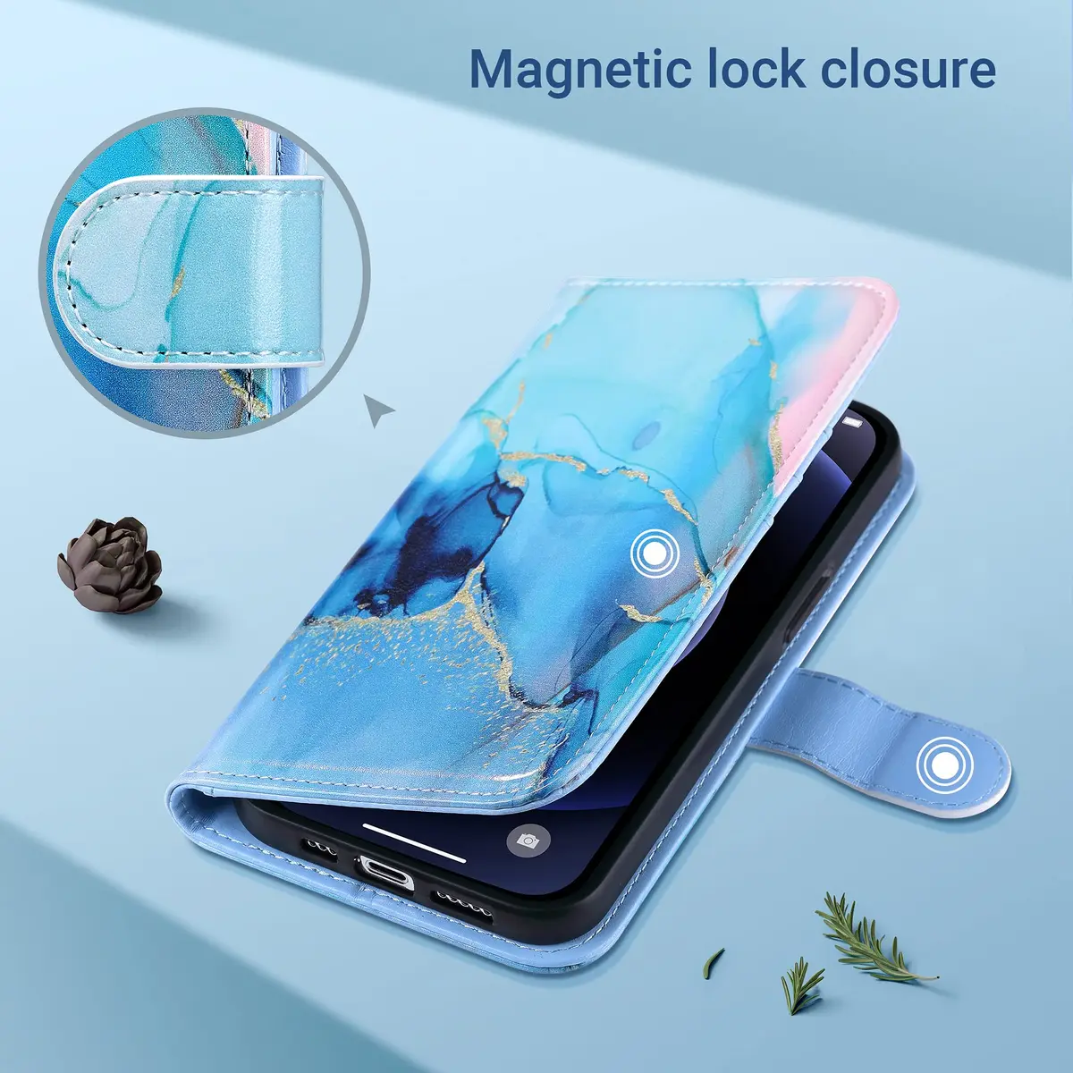 ULAK Wallet Case for iPhone 13 6.1 inch | Premium PU Leather Flip Cover with Card Slots & Kickstand - view 7