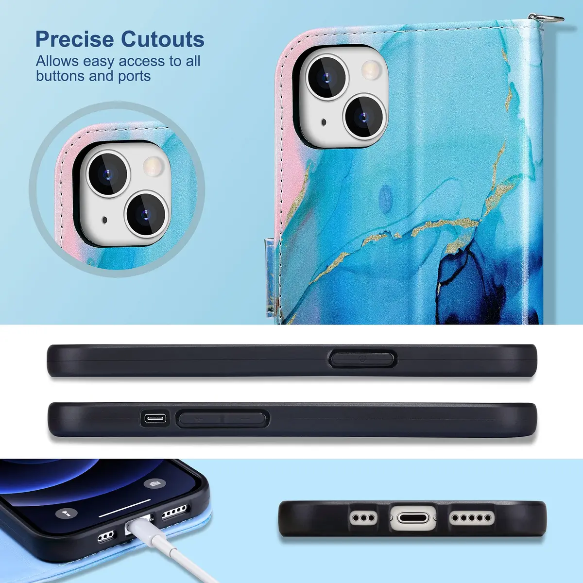 ULAK Wallet Case for iPhone 13 6.1 inch | Premium PU Leather Flip Cover with Card Slots & Kickstand - view 9