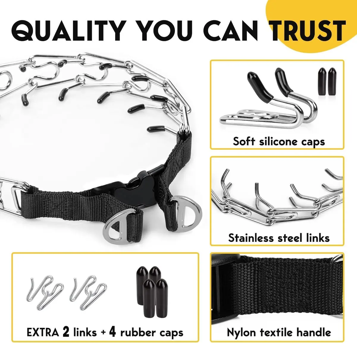 PET JETT Dog Prong Collar 14-16" | No Pull Adjustable Stainless Steel - view 4