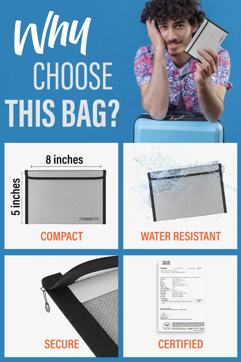The Good Stuff Fireproof Cash Envelope 20.3cm (8 Inch) | Protects Cash, Passports, Jewelry Up to 2000°F - view 4