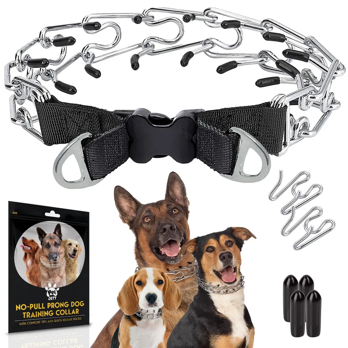 PET JETT Dog Prong Collar 20-23" | No Pull Stainless Steel Adjustable - main product image