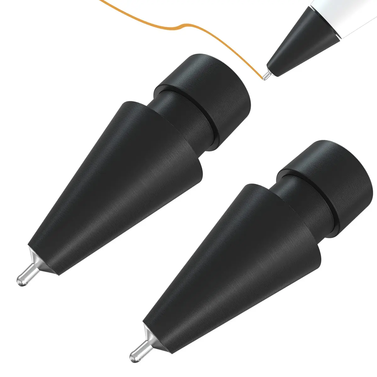 REEYEAR Black Input Pen Tips | Precise 0.78mm Fine Point Stylus Replacement for Apple Pencil 1st & 2nd Gen, Durable Copper Material, 2 Pack - main product image