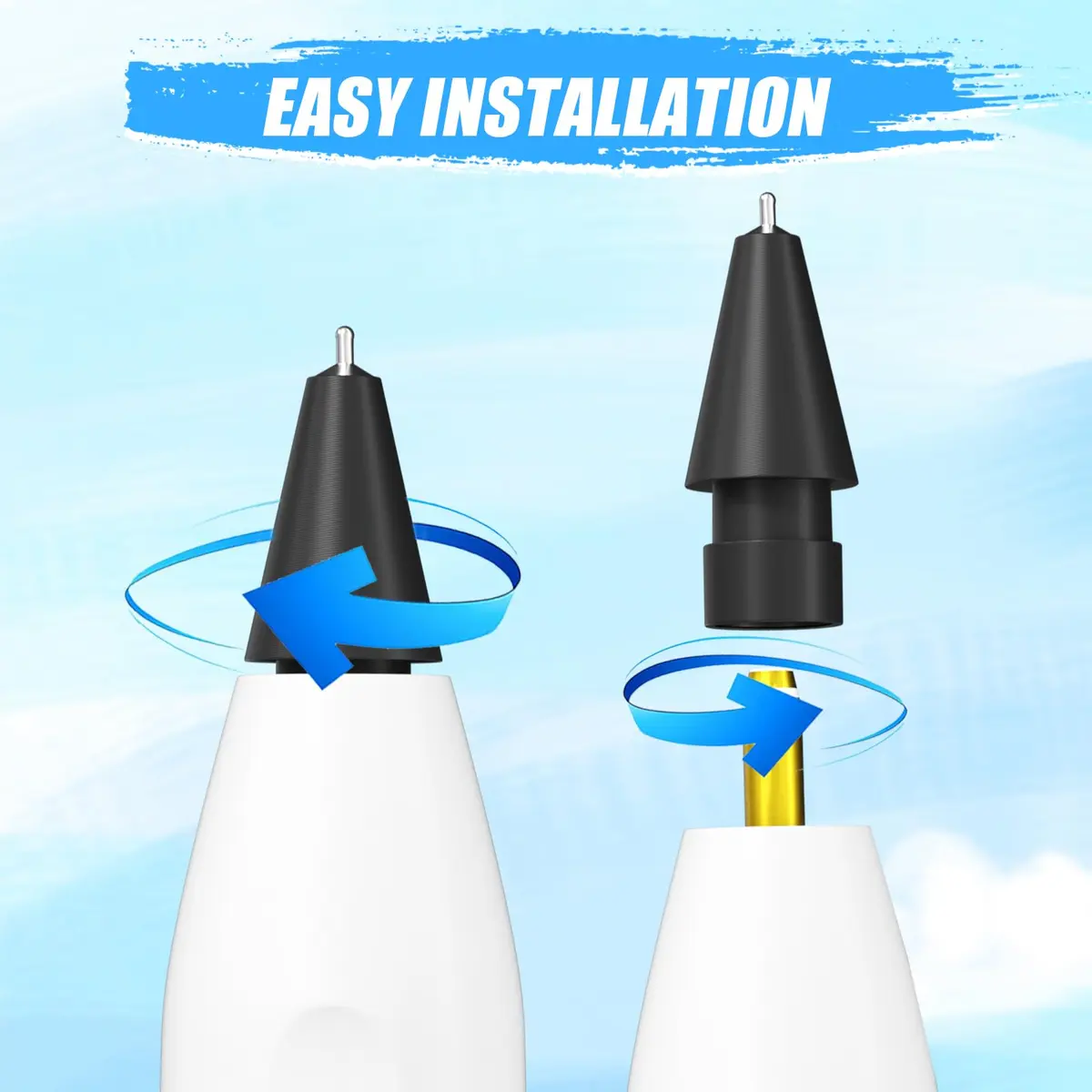 REEYEAR Black Input Pen Tips | Precise 0.78mm Fine Point Stylus Replacement for Apple Pencil 1st & 2nd Gen, Durable Copper Material, 2 Pack - view 8