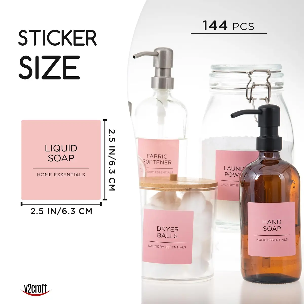 v2croft 144 pcs laundry labels set | Water & Oil Resistant Labels for Laundry & Home (120 chars) - view 2